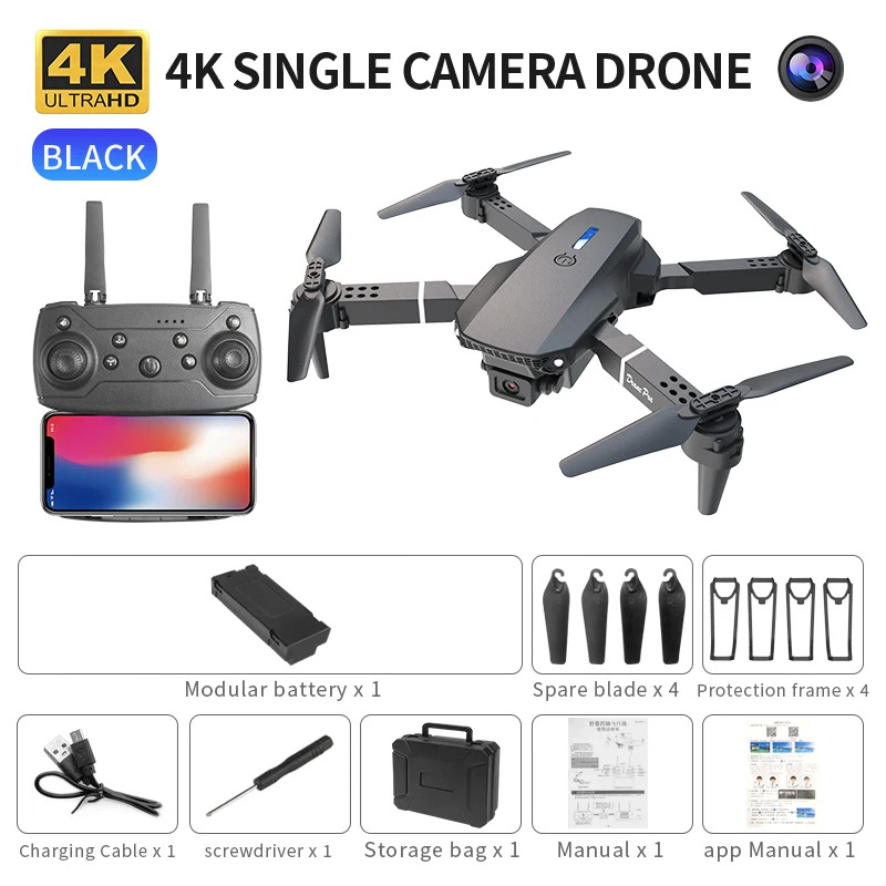 Inteligentny składany dron E88 – Drone Camera 4K recenzja i cena